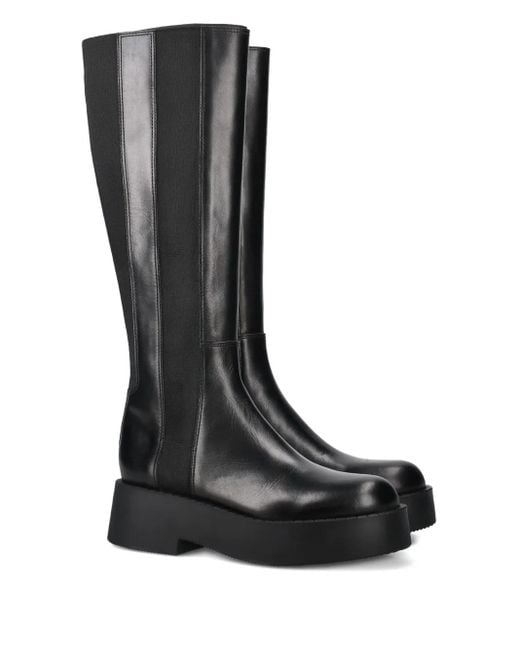 Premiata Black Elasticated-Panels Leather Boots