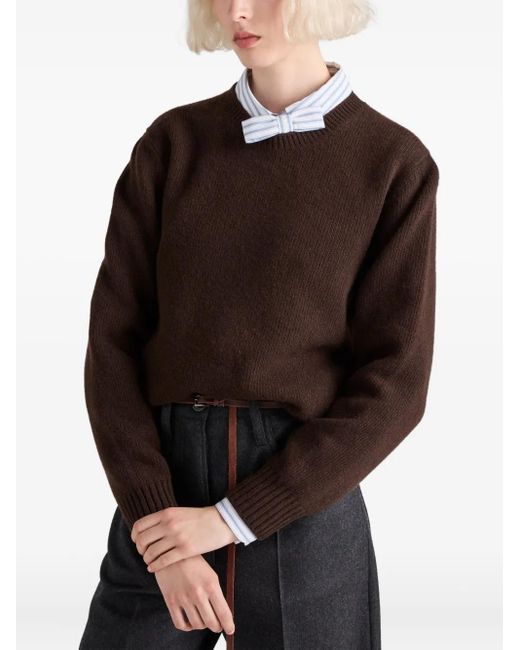 Prada Brown Gerippter Pullover