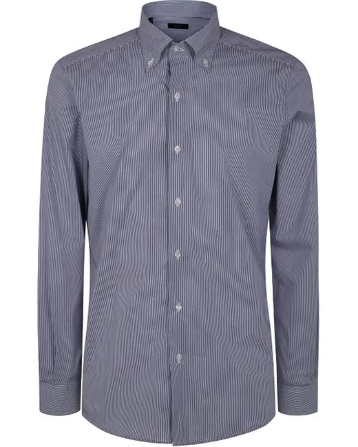 Fay Blue Logo-Embroidered Shirt for men