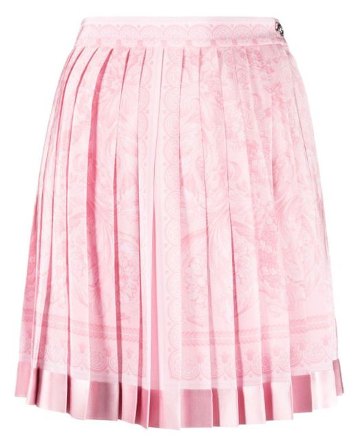 Minifalda Barocco plisada Versace de color Pink