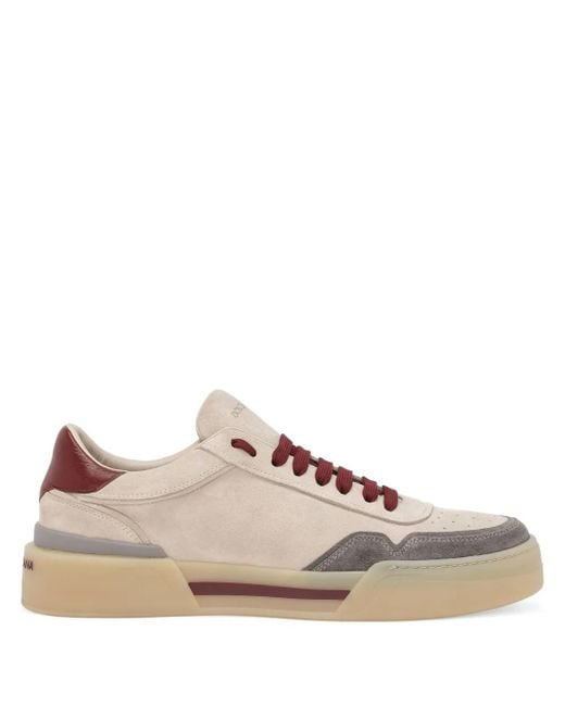 Dolce & Gabbana Pink New Roma Panelled Suede Sneakers for men