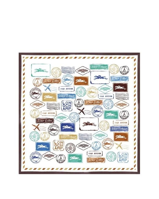 Longchamp White Evasions Graphic-Print Scarf