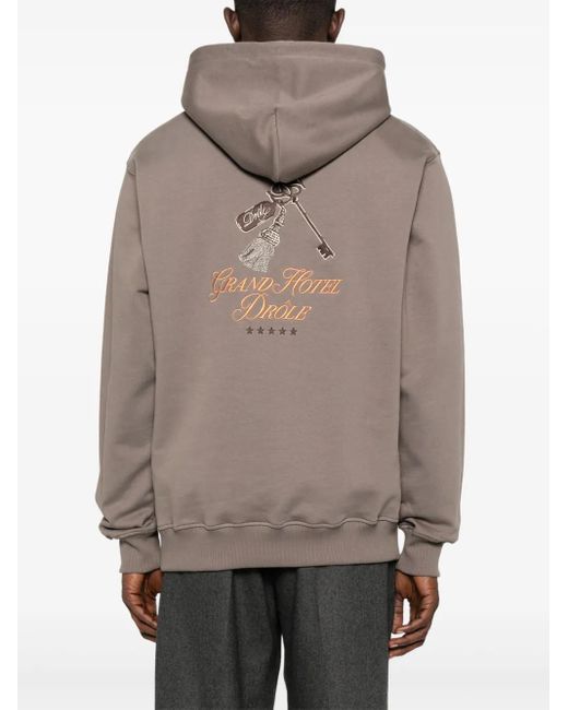 Drole de Monsieur Gray Logo-Embroidered Hoodie for men