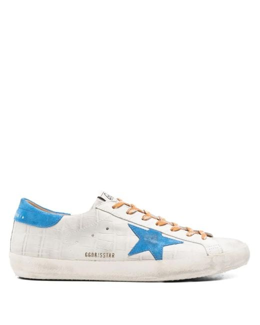 Golden Goose Deluxe Brand Blue Crocodile-Effect Star Low-Top Sneakers for men