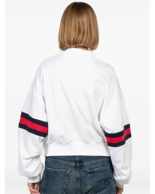 FREEDÉR White 1.26 Retro Stripe-Detail Sweatshirt