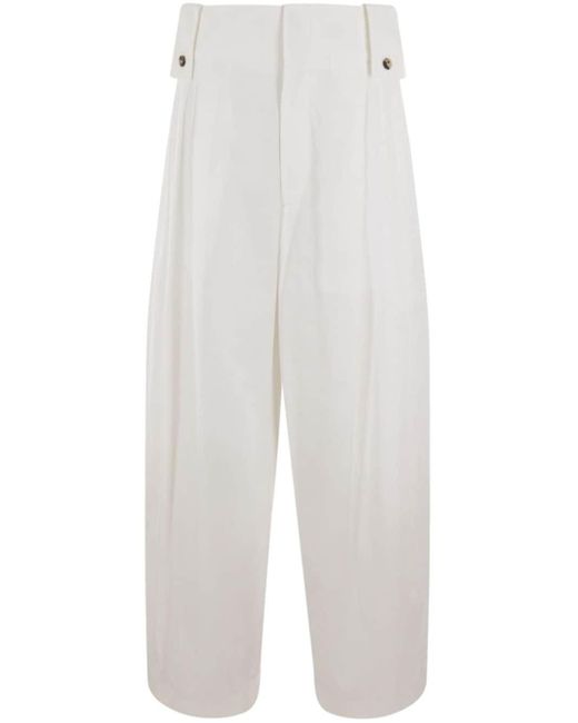 Pantalones anchos de talle alto Bottega Veneta de color White