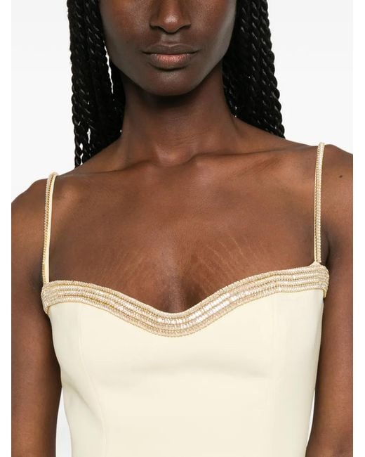Jean Louis Sabaji White Beaded Crepe Dress