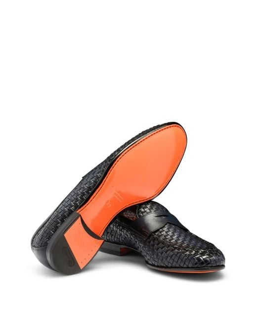 Santoni Loafer Mit Webmuster in Black für Herren