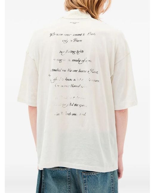 Ann Demeulemeester White Slogan-Print T-Shirt for men