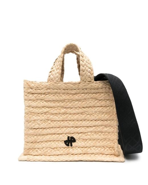 Patou Natural Small Jp Raffia Tote Bag
