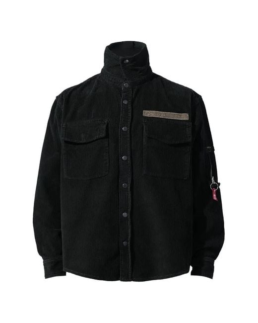 PROTOTYPES Black Graphic-Print Corduroy Shirt for men