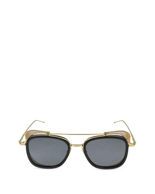 Thom Browne Gray Mesh-Shield Square-Frame Sunglasses