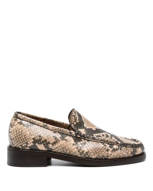 Acne Brown Snakeskin-print Leather Loafers for men