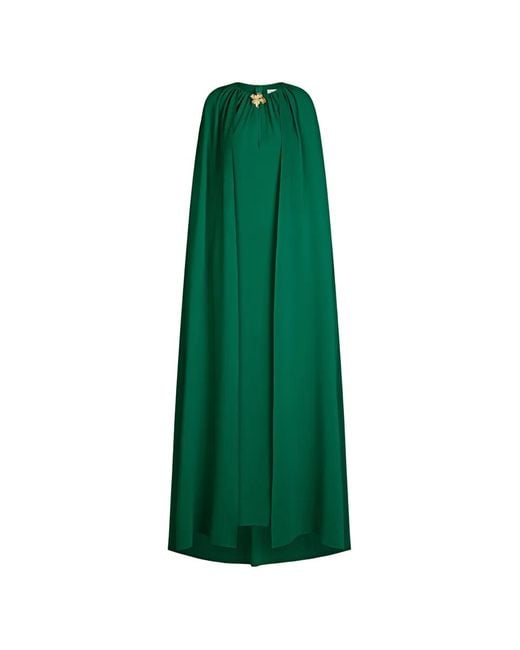 Oscar de la Renta Green Cyclamen-Detail Maxi Dress