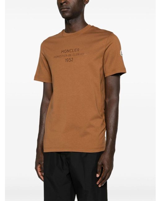 T-shirt en coton à logo imprimé Moncler pour homme en coloris Brown