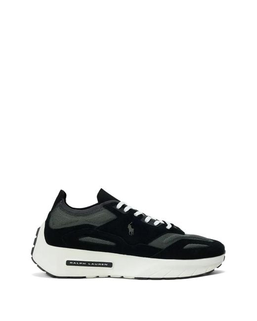 Polo Ralph Lauren Black Boerum Suede Panelled Sneakers for men