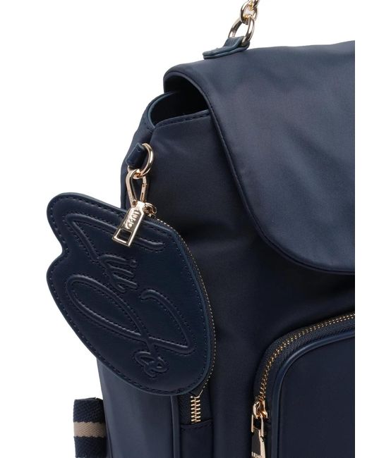 Liu Jo Blue Logo Push-Lock Backpack