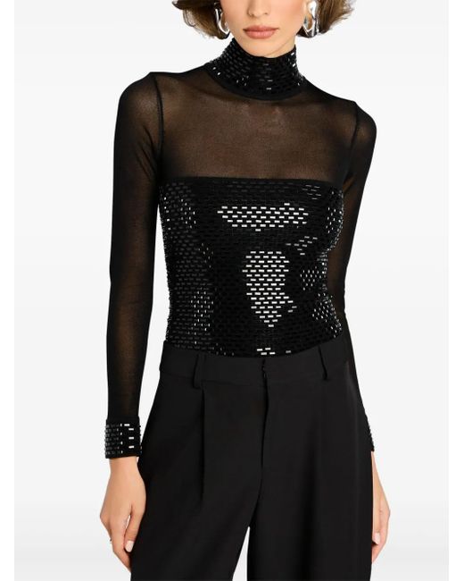 retroféte Black Bead-Embellished Blouse