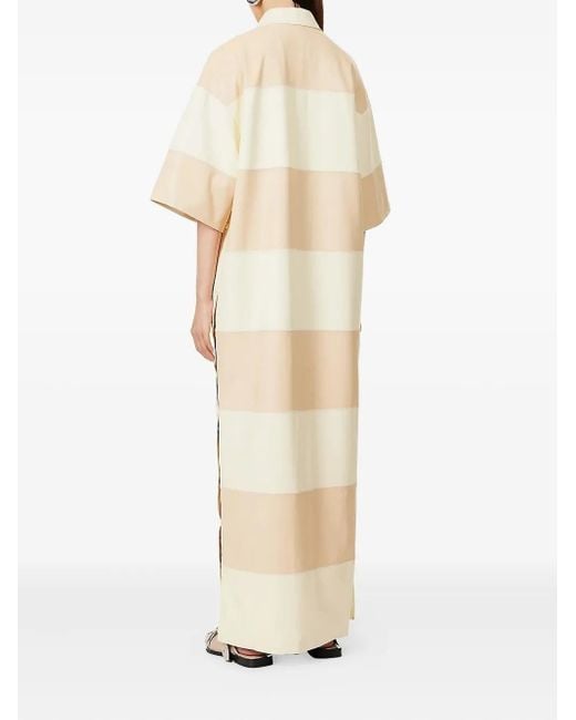 Nanushka Natural Stripped-Pattern Midi Dress