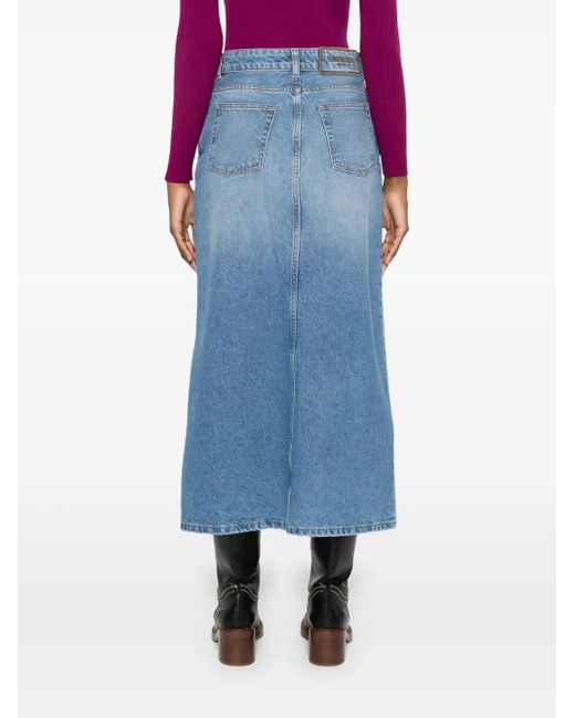Twinset Blue Denim Midi Skirt