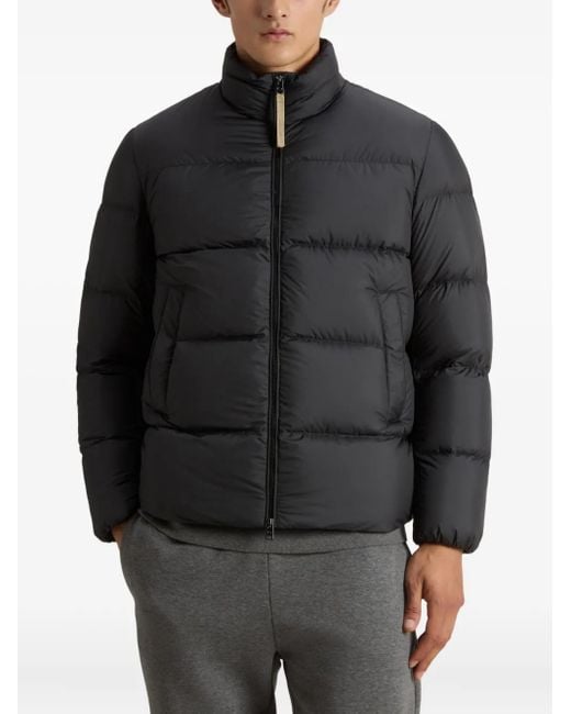 Woolrich Gray Quilted Mock-Neck Jacket for men