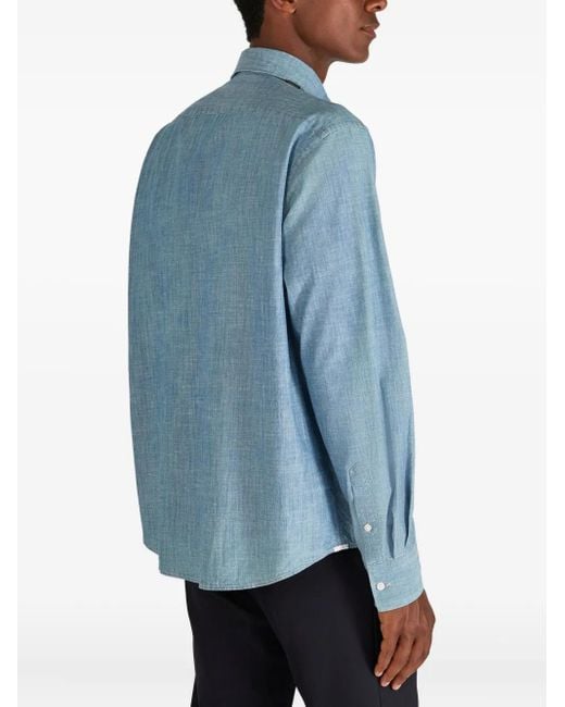 Slowear Blue Chest-Pocket Shirt for men