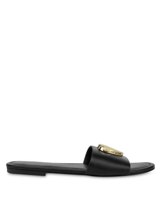 Love Moschino Black Logo-Plaque Slides