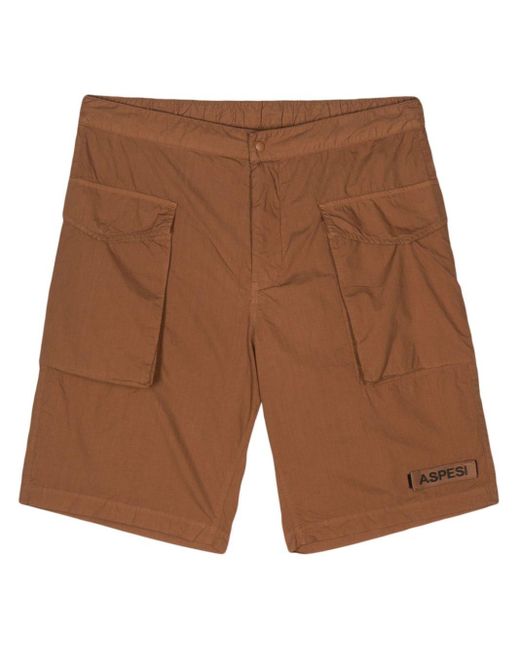 Aspesi Katoenen Shorts Met Logopatch in het Brown voor heren