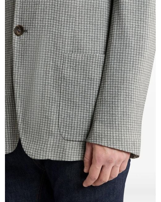 Etro Gray Houndstooth-Motif Blazer for men