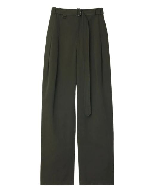 Burberry Green Pleated Belted Trousers