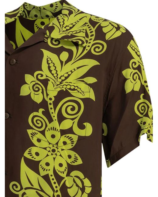Sun Surf Green Floral-Print Short-Sleeve Shirt for men