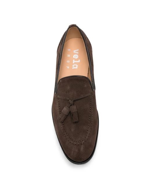 VELA SHOP Brown Mocassins En Daim À Glands for men