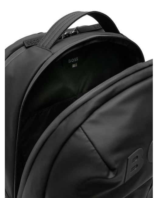 Boss Black Raised-logo Zipped Backpack for men