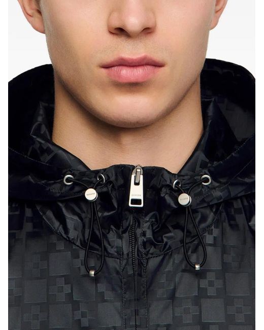 Sandro Black Square-Pattern Jacket for men