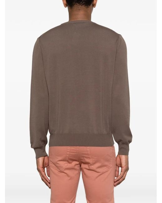 Canali Brown Crew-Neck Sweater for men