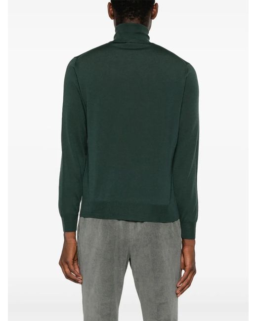 Canali Green Roll-Neck Merino Jumper for men