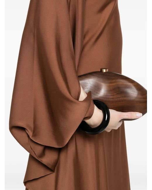 Silk95five Brown One-Shoulder Asymmetric Dress