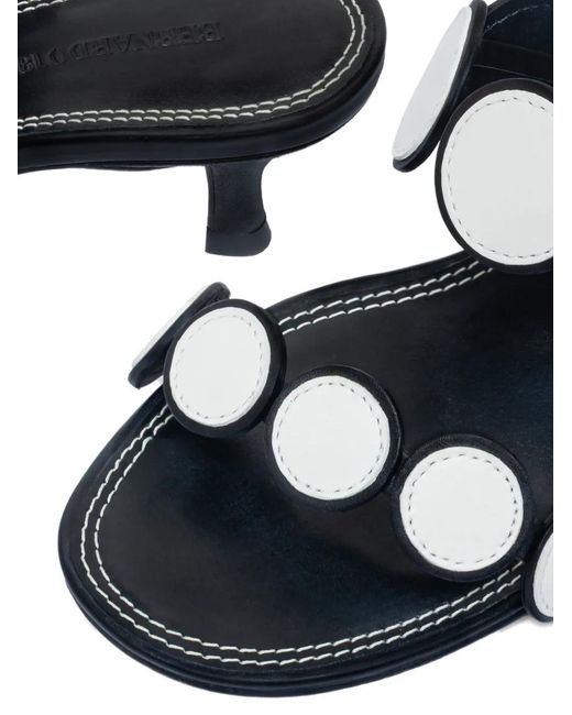 Bernardo White Prya Circle-Embellished Heeled Sandals