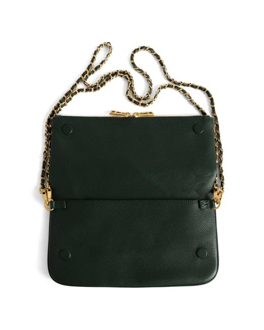Zadig & Voltaire Green Rock Grained Leather Clutch Bag