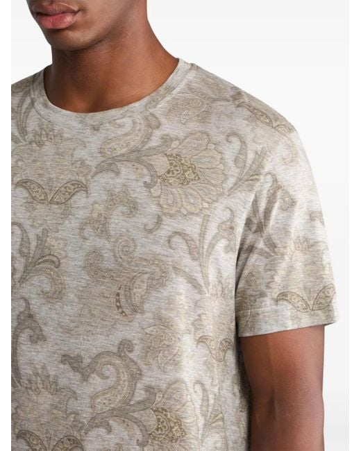 Etro Gray Paisley-Print T-Shirt for men