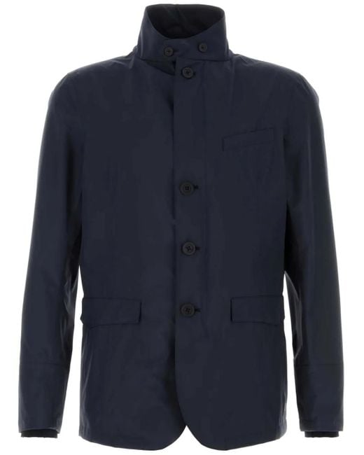Herno Blue Elevated Stand-Up Collar Mini Nylon Jacket For for men