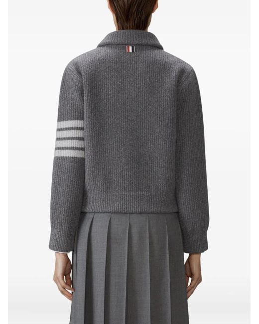 Thom Browne Gray 4-Bar Shawl-Collar Bomber Jacket