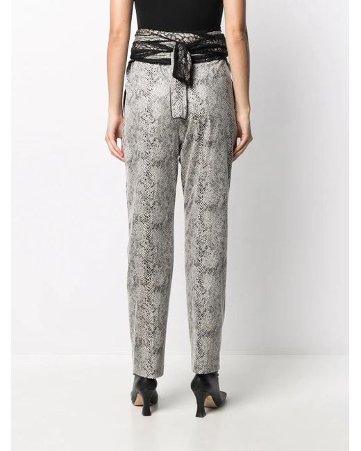 Y. Project Gray High-Waisted Python-Effect Trousers