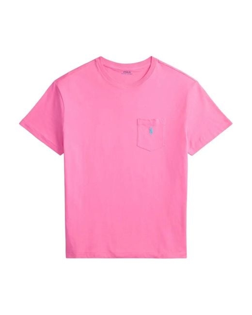 Polo Ralph Lauren Pink Embroidered-Logo Crew-Neck T-Shirt for men