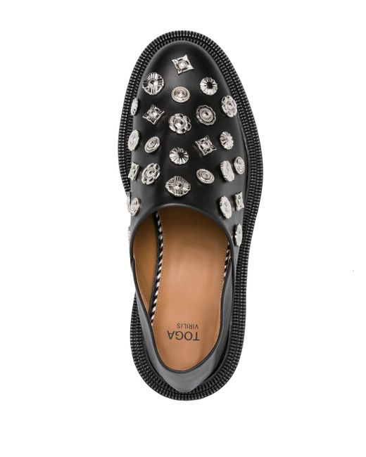 Toga Virilis Black Stud-Embellished Leather Loafers for men
