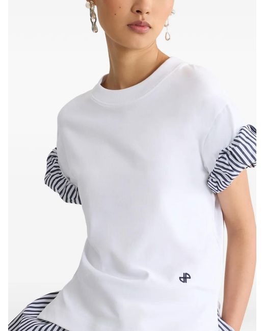 Patou White Faille-Sleeves T-Shirt