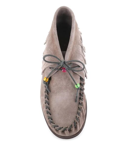 Alexander Hotto Brown Fringe-Detail Ankle Boots