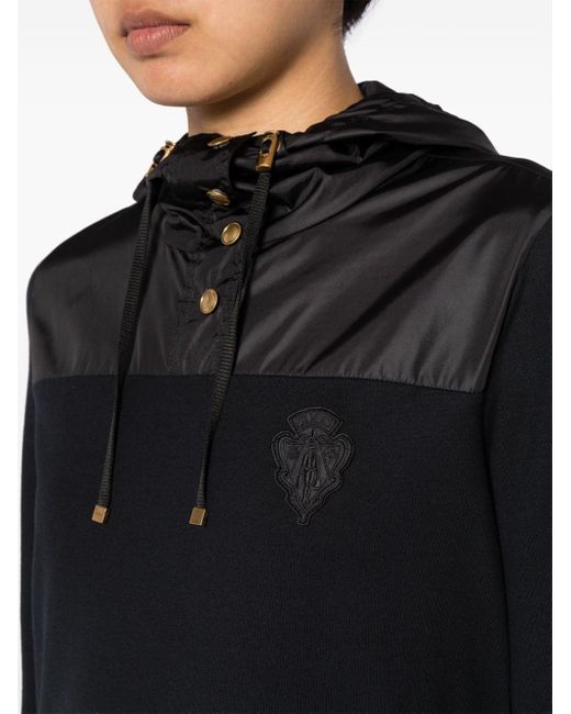 Gucci Black Crest-appliqué Panelled Hoodie