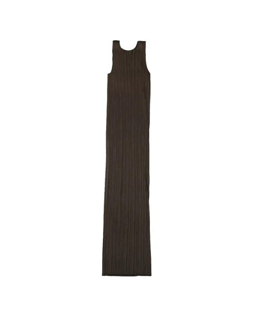 Pleats Please Issey Miyake White Pleated Maxi Dress