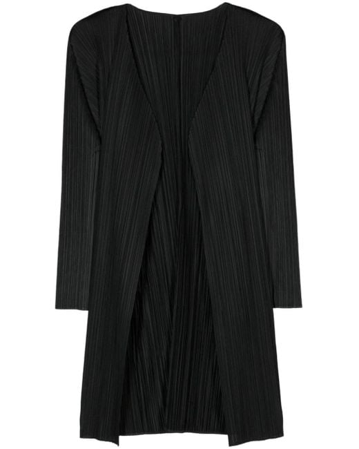 Cardigan plissé à col v Pleats Please Issey Miyake en coloris Black